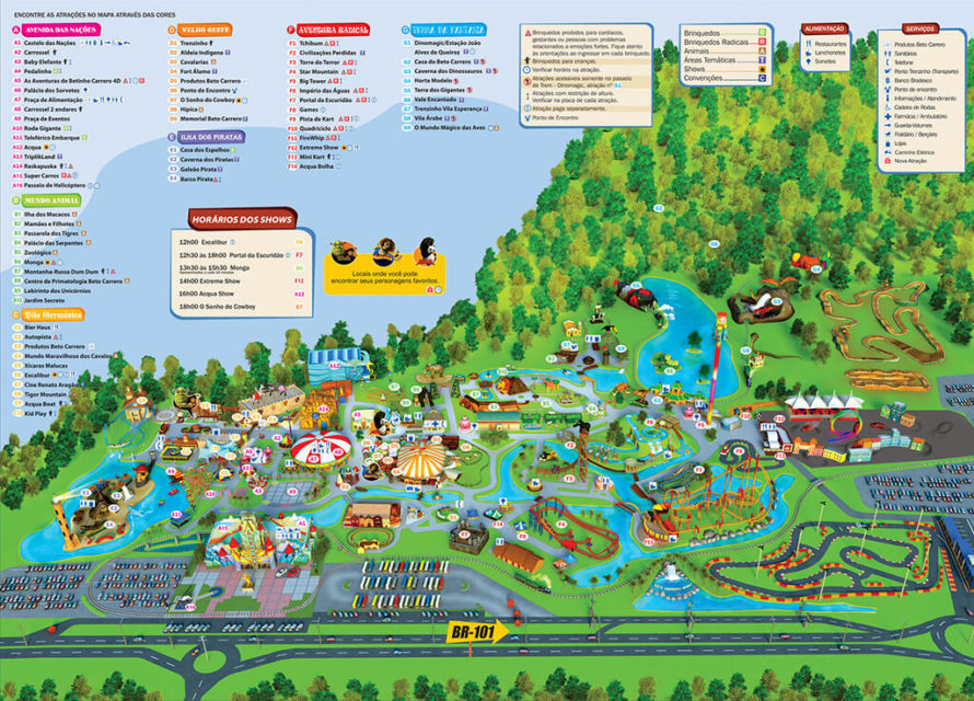 Mapa do parque do Beto Carrero World